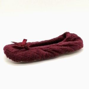 Isotoner Womens Flat Heel‎ Slip On Ballet Style Slipper Cushioned Plum 6.5-7.5